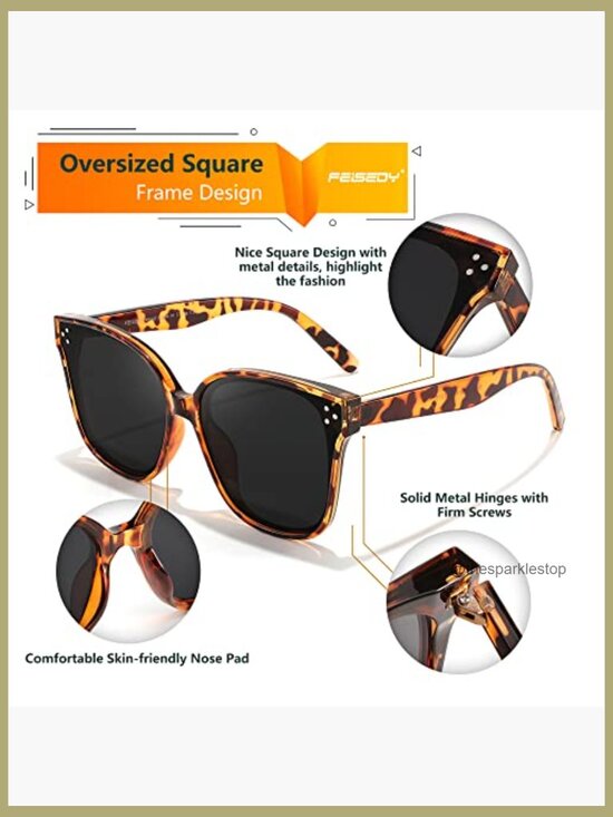 Oversized Polarized Sunglasses with UV400 Protection Square Frame main image 6